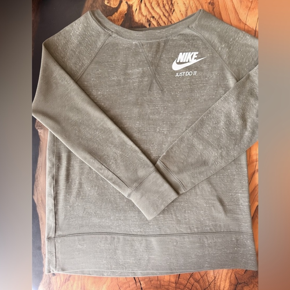 Nike Crewneck Sweatshirt Olive Green Just Do It Pullover Medium